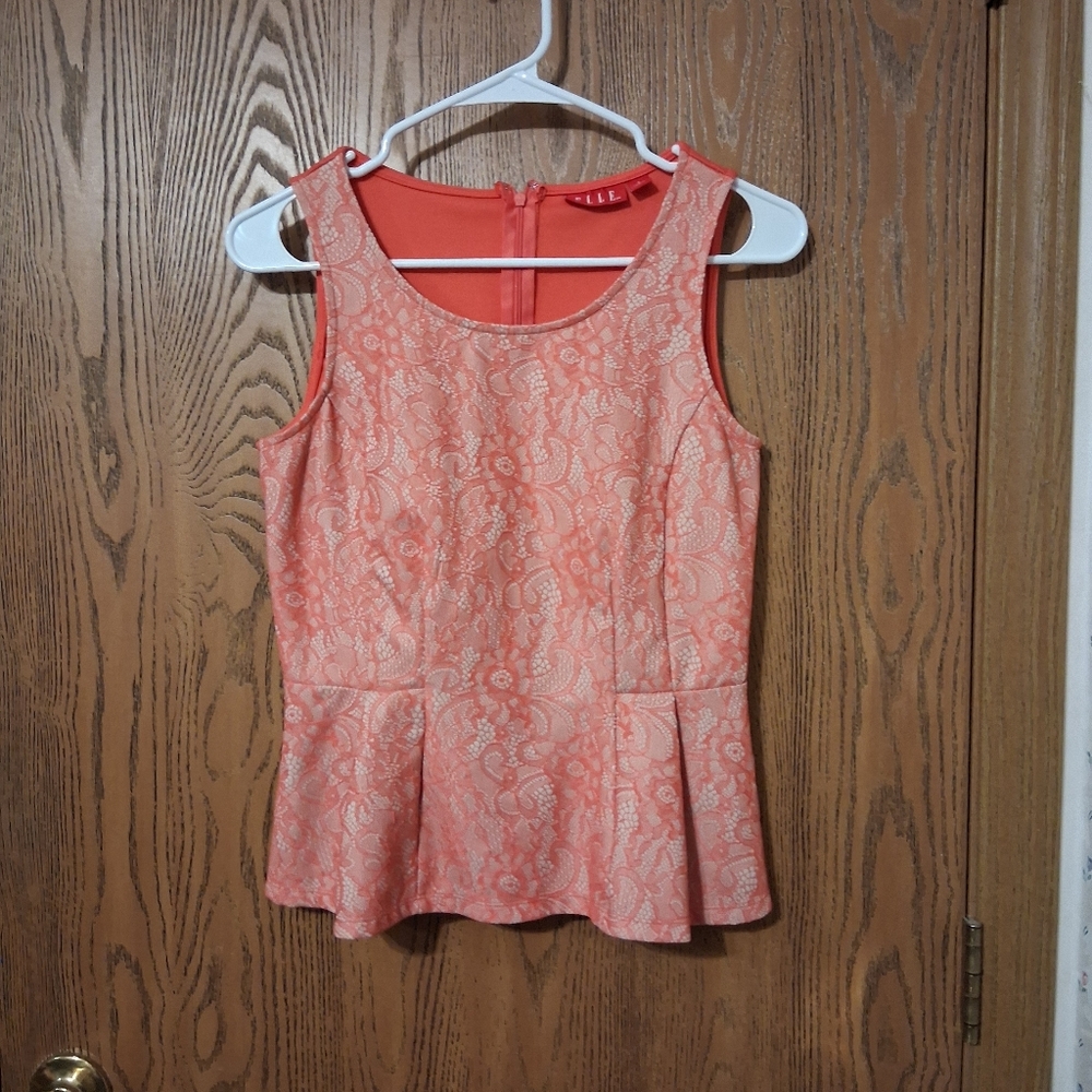 Elle Coral Lace Detail Top